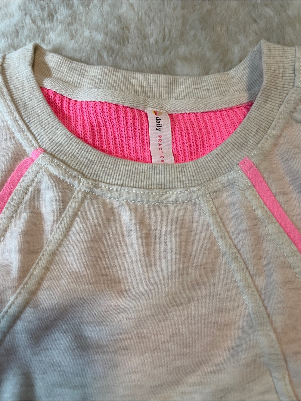 Daily Practice Heather Gray Sweatshirt with Hot Pink Accents
